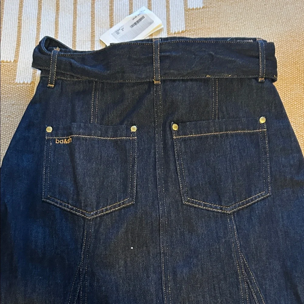 ba&sh Dark Blue A-Line Denim Skirt - Picture 4 of 4